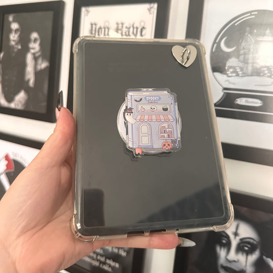 Spooky bookstore MagSafe e-reader grip